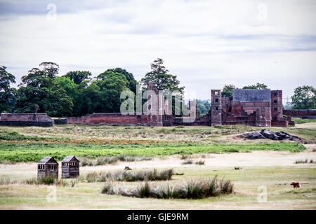 Bradgate House Ruins Linford Seitenansicht des Parks Stockfoto