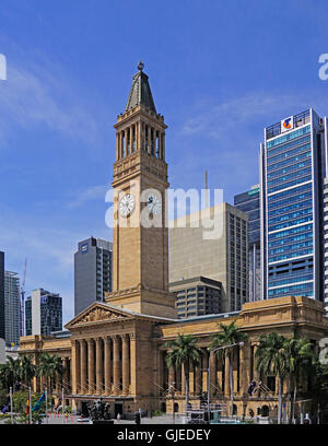 Brisbane City Hall Uhrturm. Stockfoto