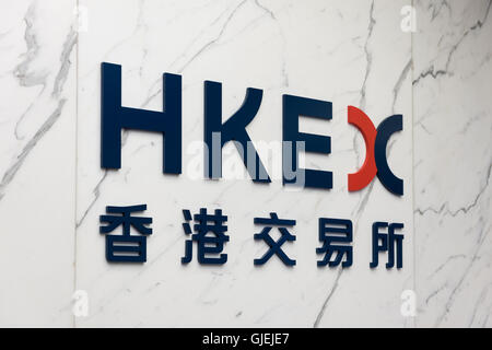 Hong Kong, Hong Kong SAR,China.23rd Juni 2016.Outside der HKEX (Hong Kong Börsen und Clearing Limited) Büros. Stockfoto