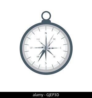 Stilisierte Ikone der farbigen Kompass auf weißem Hintergrund Stock Vektor