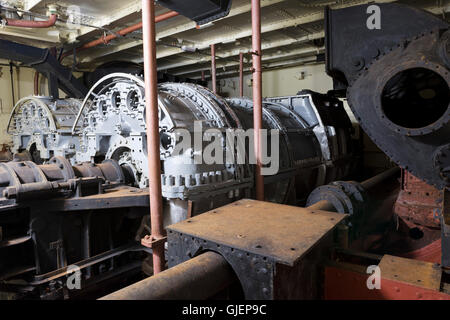 Im Maschinenraum auf der HMS Caroline, im Titanic Quarter, Belfast Stockfoto