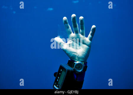 blaue Hand finger Stockfoto