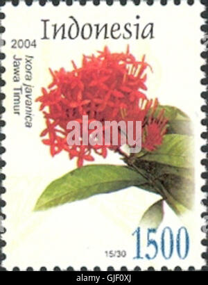 Die Stamps of Indonesia 015-04-Serie zeigt wichtige nationale Ereignisse und Persönlichkeiten in der Geschichte des Landes nach der Unabhängigkeit. Die Briefmarken sollen Meilensteine im Wachstum Indonesiens als souveräne Nation gedenken und sind für Sammler indonesischer und südostasiatischer Philatelie wertvoll. Stockfoto