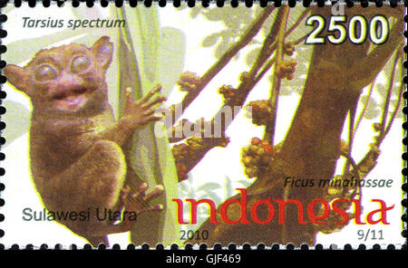Die indonesische Marke 045-10 ist Teil einer Serie, die die natürliche Schönheit und die vielfältige Kultur des Landes hervorhebt. Es soll das reiche Erbe der indonesischen Landschaften und Traditionen zeigen. Stockfoto