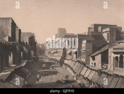BRITISCH-INDIEN. Agra. Blick auf die Hauptstraße, antike print 1858 Stockfoto