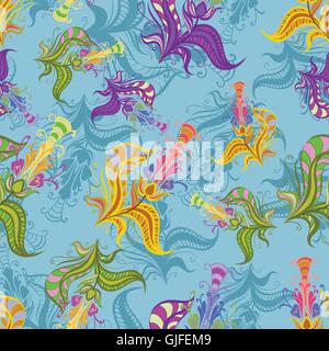 Vintage Muster der bunten Frühlingsblumen Stock Vektor