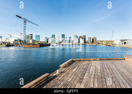 Oslo-Geschäftsviertel in Norwegens Hauptstadt Ansicht aus eine neue Developpement eines Wohngebiets im Oslofjord Stockfoto