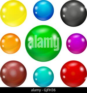 Reihe von farbigen glänzend und glänzende Kugeln Stock Vektor