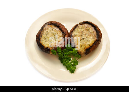 Kitschig gefüllte Portabella Pilz Vorspeisen Stockfoto