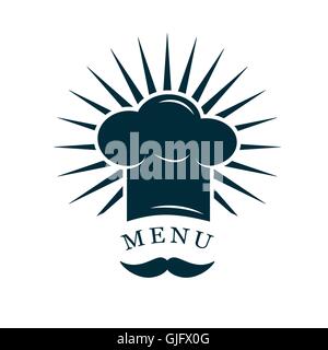 Koch Hut mit Schnurrbart-Restaurant-Logo-Vektor-illustration Stock Vektor