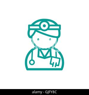 Arzt dünne Liniensymbol auf Beige Hintergrund isoliert Stock Vektor
