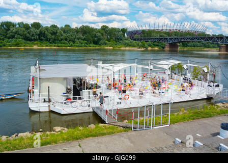 Restaurant Schiff, am Fluss Vistula, Bulwar Bohdana Grzymaly-Siedleckiego, Warschau, Polen Stockfoto