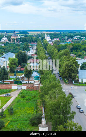 Hauptstraße der Stadt Susdal Luftbild Stockfoto