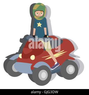 Cartoon junge Reiten Quad - bunte Vektor-illustration Stock Vektor