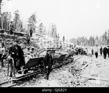 Die Bauarbeiten für den östlichen Transsibirische Eisenbahn in der Nähe von Chabarowsk, Russland Stockfoto