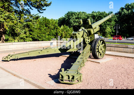 ML-20 152-mm-Kanone, Haubitze-Artillerie, Tiergarten, Berlin, Deutschland. Stockfoto