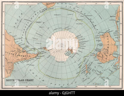 Südpol Forschung Karte der Südpolarforschungen Alte Landkarte 1897 M5 