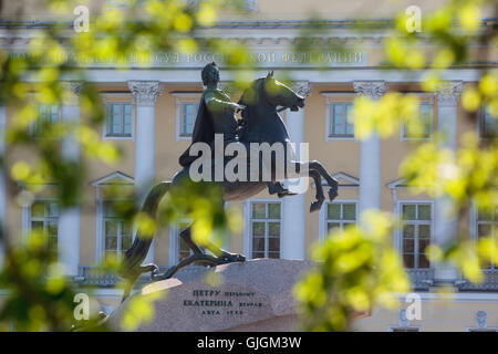 Sankt-Petersburg. die Reiterstatue von Peter dem großen, bekannt als der eherne Reiter und installiert im Jahre 1782 auf den Senat Squ Stockfoto