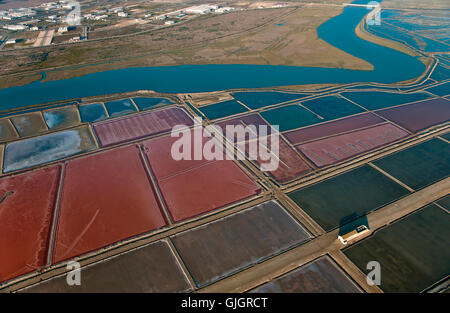 Luftaufnahme der Saline und Guadalete Fluss, El Puerto De Santa Maria Cadiz Provinz, Region von Andalusien, Spanien, Europa Stockfoto