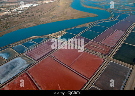 Luftaufnahme der Saline und Guadalete Fluss, El Puerto De Santa Maria Cadiz Provinz, Region von Andalusien, Spanien, Europa Stockfoto