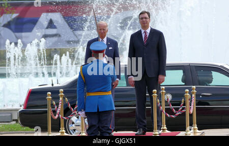 Belgrad, Serbien. 16. August 2016. US-Vizepräsident Joseph "Joe" Biden beginnt Staatsbesuch in Belgrad, Serbien. Serbisch-PM Aleksandar Vucic hosten US Vizepräsident Credit: Ognjen Stevanovic/Alamy Live News Stockfoto