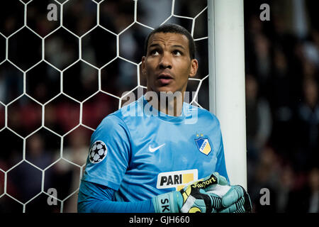 Dänemark, Kopenhagen, 16. August 2016. Boy Waterman von APOEL in den Play-offs der UEFA Champions League Spiel zwischen FC Kopenhagen und APOEL Nicosia FC bei Telia Parken. Bildnachweis: Kim M. Leland/Alamy Live-Nachrichten Stockfoto