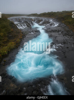 Bruarfoss Wasserfall, Brekkuskogur, Island Stockfoto