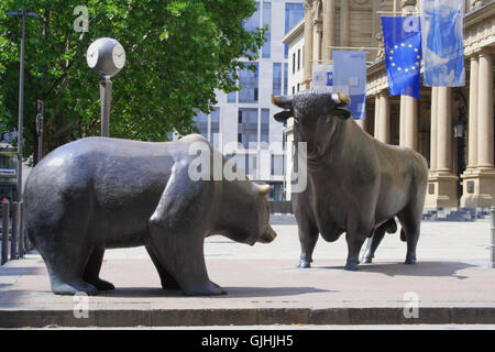 Frankfurt-Bulle und Bär Stockfoto