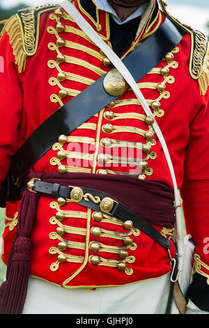 Worcester Yeomanry Kavallerie Lt Colonel einheitlich im Napoleonischen Krieg Reenactment.  Spetchley Park, Worcestershire, England Stockfoto