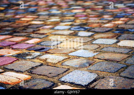 Gehweg Kopfsteinpflaster gepflastert Stockfoto
