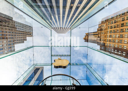 Glas-Cube-Eingang von einem Apple-Store auf der 5th Ave, Midtown Manhattan, New York City Stockfoto