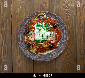 Solomos Engelshaar Pasta - griechische Nudeln. Stockfoto