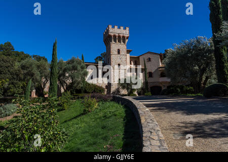 Weinproben, Weinprobe, Weingut tour, mittelalterlichen Burg, Paradise Hills, Blankiet Estate, Yountville, Napa Valley, Kalifornien Stockfoto