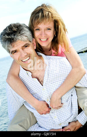 Frau Strand Meer Stockfoto