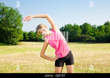 Frau Lachen lacht Stockfoto