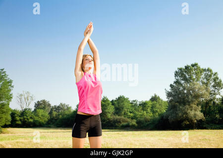 Frau Lachen lacht Stockfoto