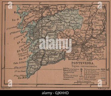 PONTEVEDRA. Galizien. Mapa Antiguo De La Provincia, 1905 Stockfoto