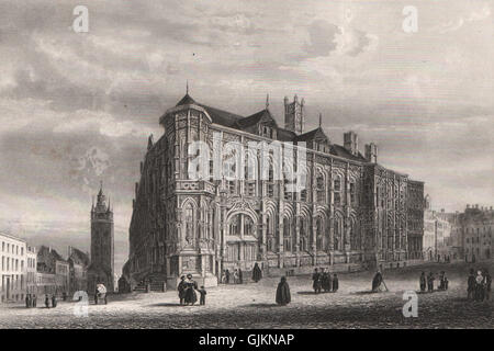 GHENT GENT. "Gand (Hôtel de Ville)". Belgien, antiken print 1855 Stockfoto