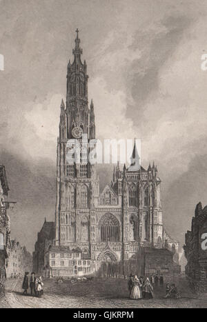 ANTWERPEN. Cathedral of Our Lady (Onze-Lieve-Vrouwekathedraal). "Anvers", 1855 Stockfoto