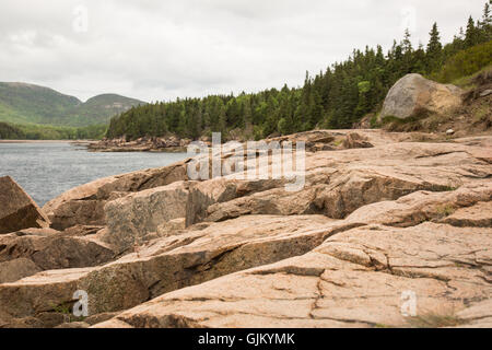 Acadia National Park-Blick vom Park Loop fahren. Stockfoto