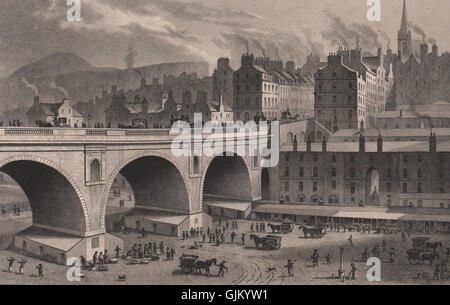 EDINBURGH. Gemüse und Fisch Markt, von der "Regenbogen"-Galerie. SCHÄFER, 1833 Stockfoto