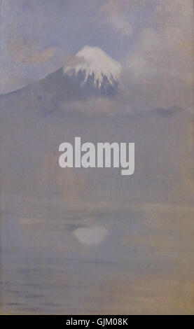 Fujiyama ist ein Landschaftsgemälde von John Henry Twachtman, das im Cincinnati Art Museum ausgestellt wurde. Das Kunstwerk fängt den majestätischen Fuji in Japan ein und zeigt die Beherrschung atmosphärischer Effekte und seinen Fokus auf die natürliche Schönheit der östlichen Landschaften. Stockfoto