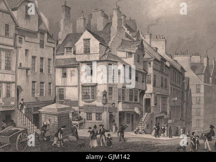 EDINBURGH. John Knox Haus, High Street. Schäfer, antique print 1833 Stockfoto