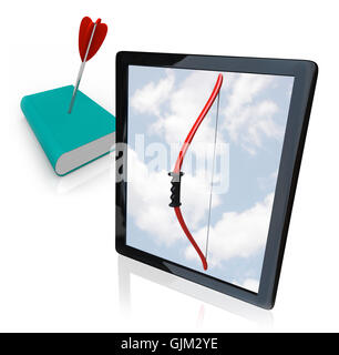 Tablet-Computer gegen alte Buch - neue E-Reader tötet Printed Books Stockfoto