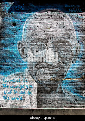 Straße Graffiti von Gandhi-London-UK Stockfoto