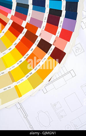 Farbe-Pläne-Haus Stockfoto