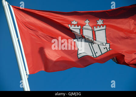 Hamburg-Flagge-rot Stockfoto