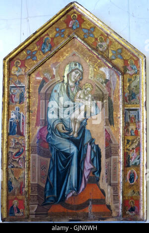 "Madonna und Kind thront" eines Künstlers aus dem 14. Jahrhundert, Hermitage Siena Stockfoto