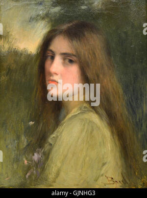 Ein Porträt von Joan Brull i Vinyoles (1863â€“1912), einem katalanischen Künstler, der für seine Beiträge zur Kunstwelt im späten 19. Und frühen 20. Jahrhundert bekannt ist. Das Porträt zeigt seinen Stil und Einfluss. Stockfoto