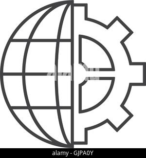 Erde Globus Diagramm und Zahnrad-Symbol Stock Vektor